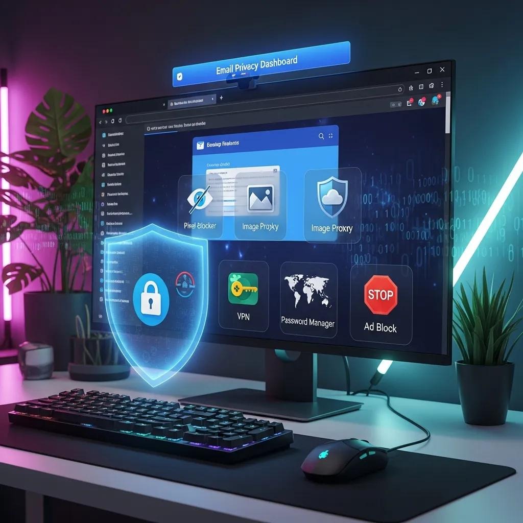 Assorted email privacy tools and extensions shown on a screen