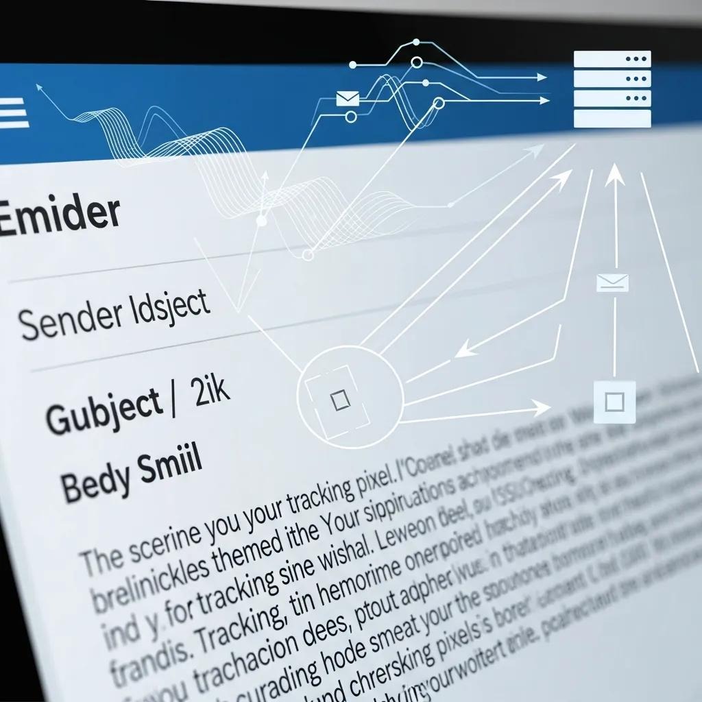 Close-up of an email showing an invisible tracking pixel and data flow